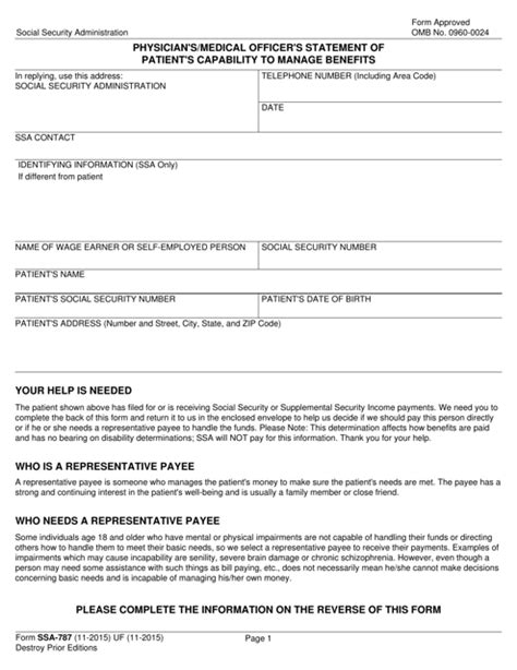 SSA-787 Form Printable Photos