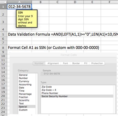 SSN Data Validation in Excel