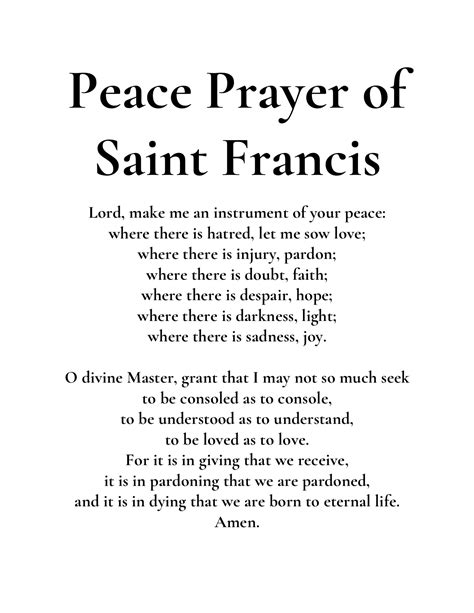 St Francis Prayer for Peace