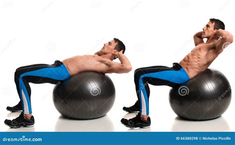 Stability Ball Bicycle Crunches Exercise