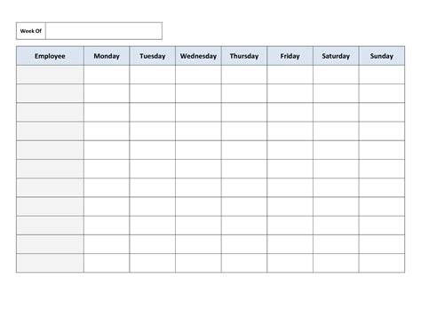 Printable Staff Roster Template