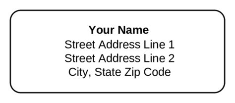 Example of a standard address label template