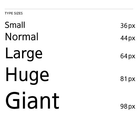 Standard Font Size Example