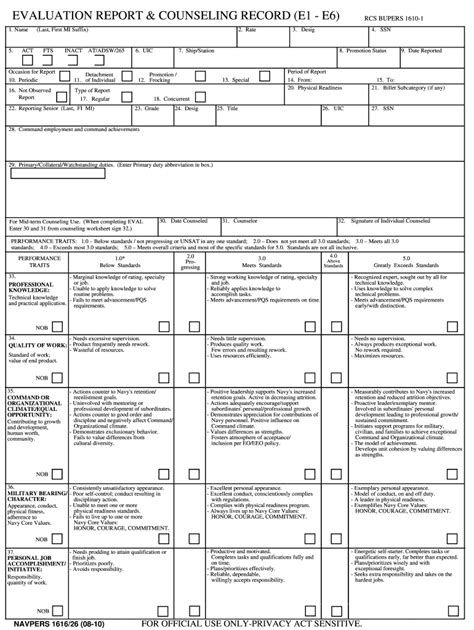 Standard Navy Eval Template