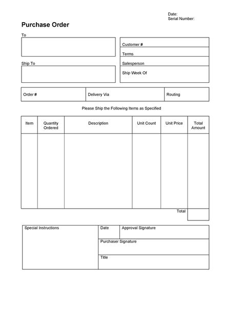 Standard Order Form Template