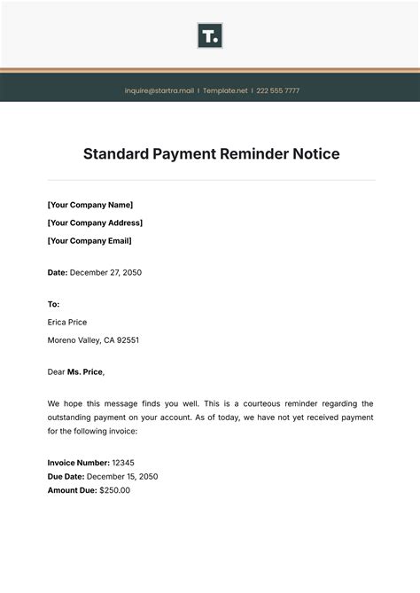 Standard Template for 30-Day Notice