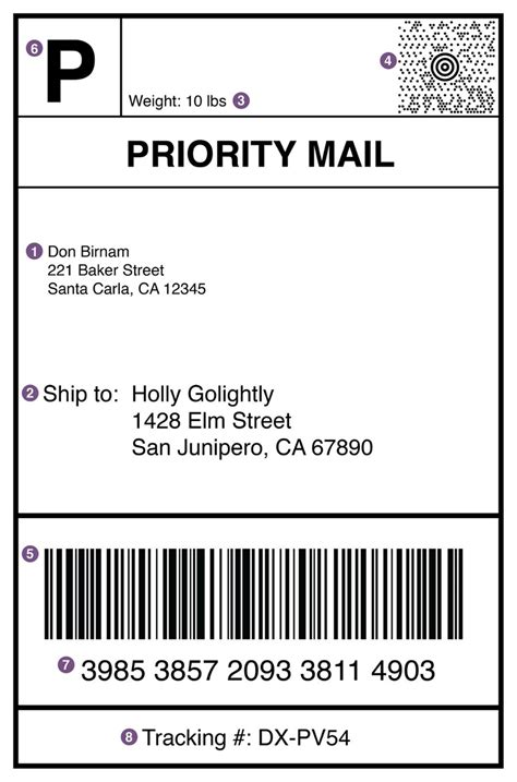 Example of a Staples shipping label template