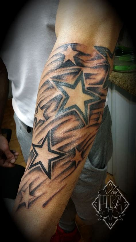 Star back forearm tattoo