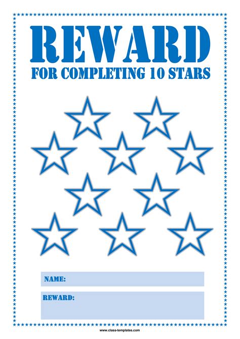 A star reward chart template with a focus on motivation