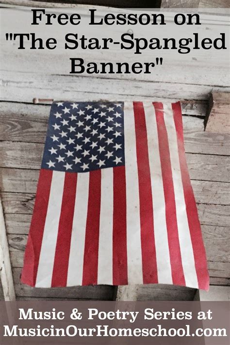 Star Spangled Banner lyrics on a patriotic background