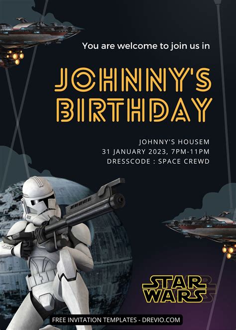 Star Wars Birthday Invitation Template 1