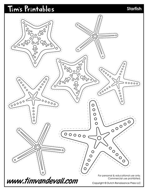 Starfish Template Printable for Kids