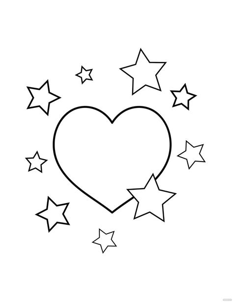 Stars And Hearts Coloring Pages For Kids