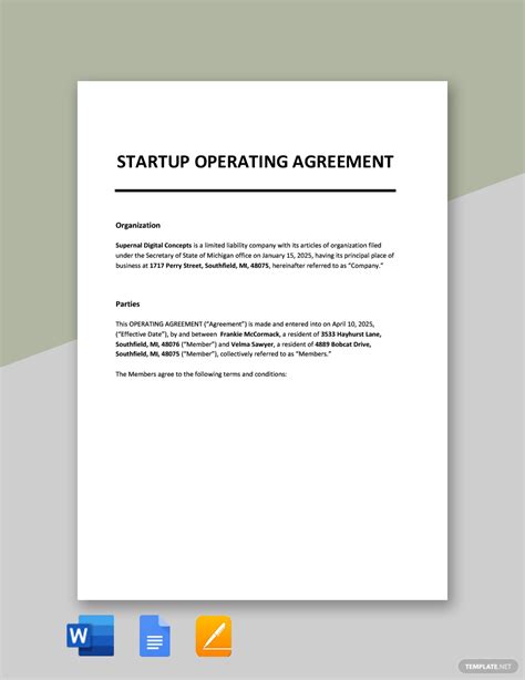 Startup Operating Agreement Template