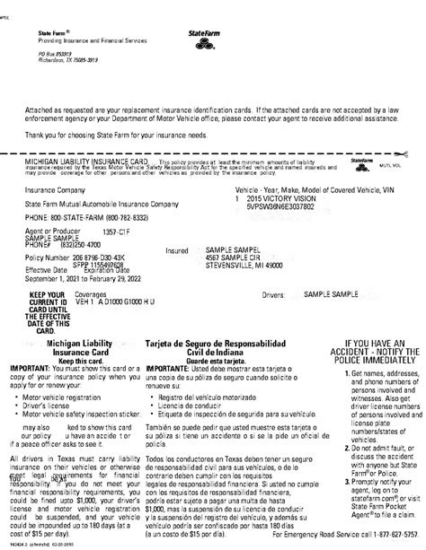 State Farm Insurance Card Template Format