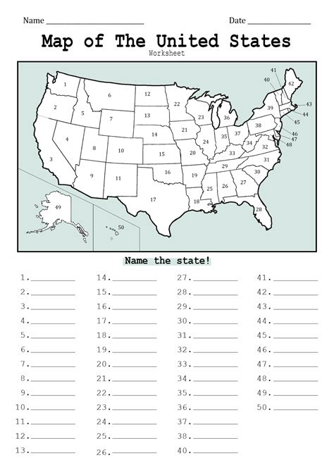 States and Capitals Map Printables