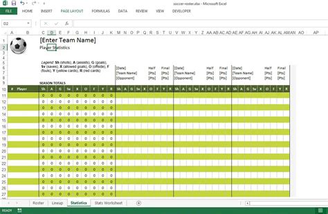 Statistical Lineup Sheet Template Example