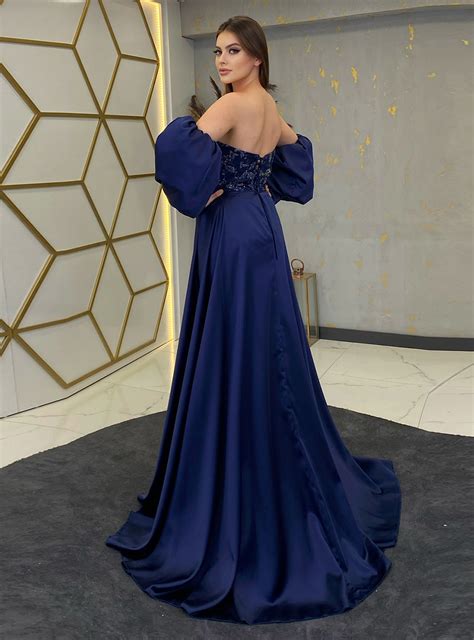 Statistics Navy Blue Evening Gown