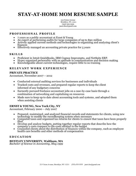 Format for a Stay-at-Home Mom Resume