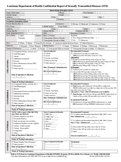 STD testing template free download