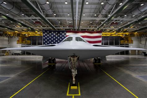 Stealth aircraft in a hangar