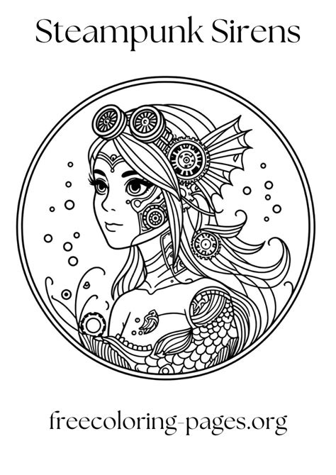 Steampunk Siren Coloring Page