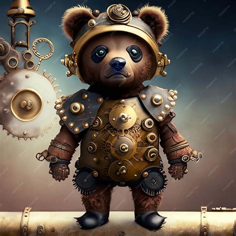 Steampunk teddy bear pattern