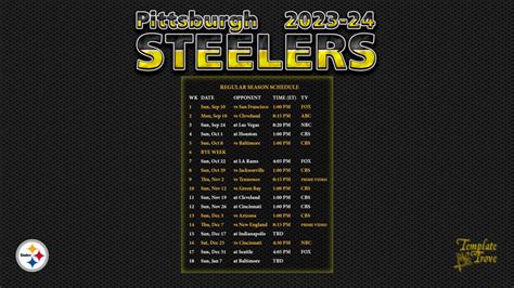 Steelers Schedule 2023 PDF Download