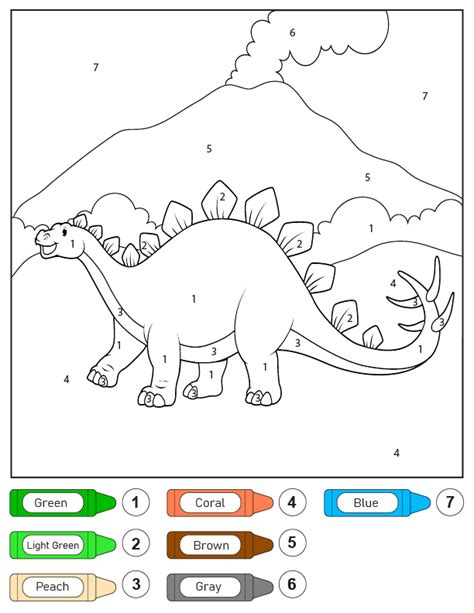 Stegosaurus color by number printable