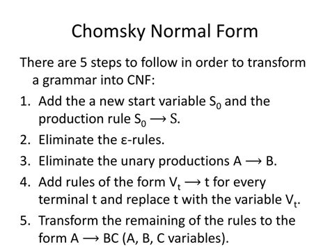 Steps to Convert to Chomsky Normal Form