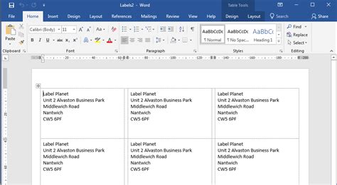 An image showing the steps to create address labels using the template