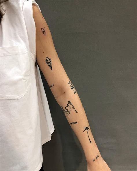 Stick-on tattoos on the skin