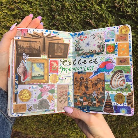 A journal spread with stickers and designs