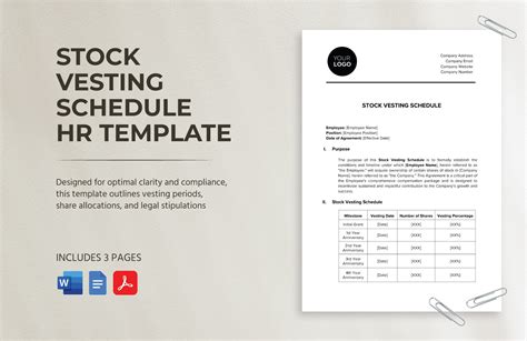 Stock Option Vesting Schedule Template Excel Layout