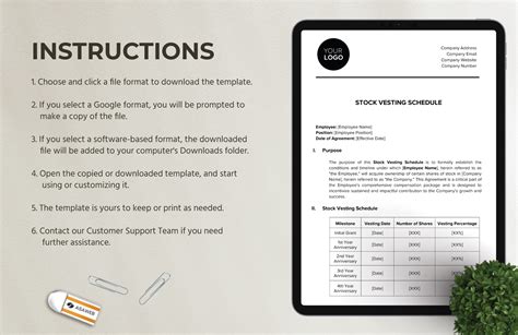 Stock Option Vesting Schedule Template Google Sheets