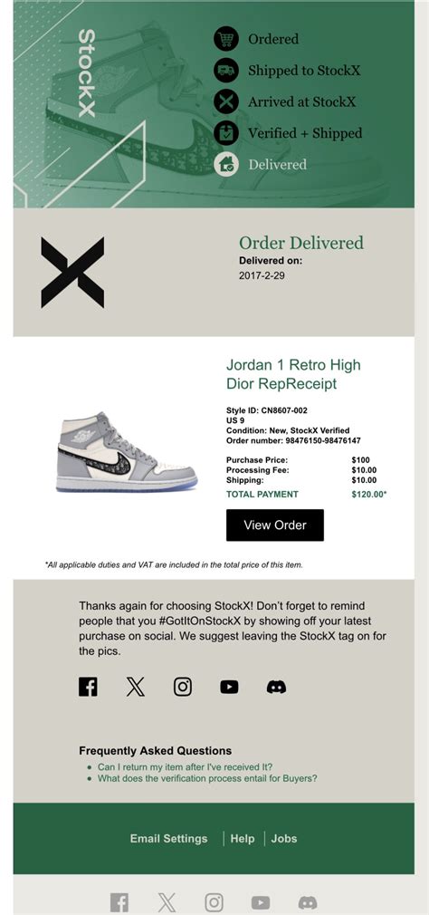 Stockx Receipt Template Example