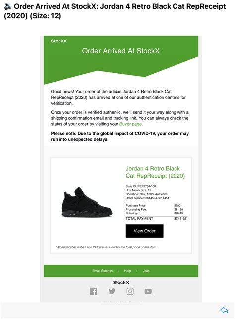 Stockx Receipt Template Customization