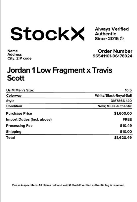 Stockx Receipt Template Format