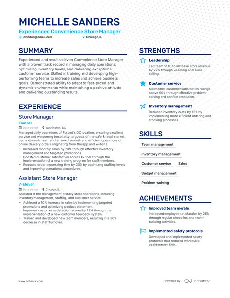 Store Manager Resume Template 2