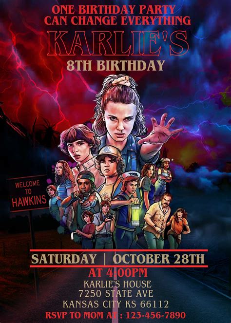 Stranger Things Party Invitation Template Customization