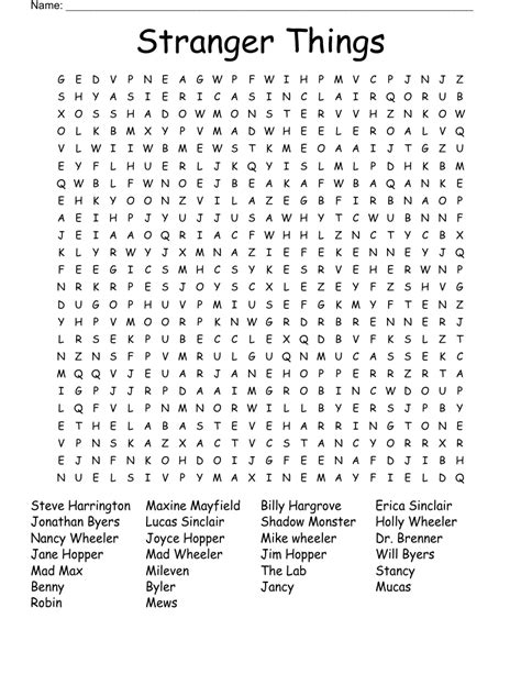 Stranger Things Word Search Printable Fun