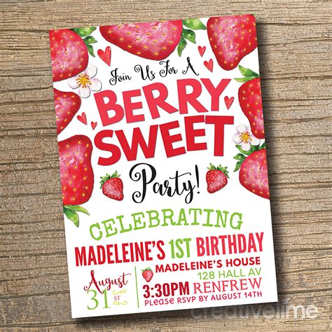 Strawberry-themed invitations