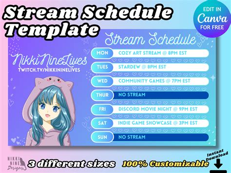 Stream Schedule Template Canva From Scratch