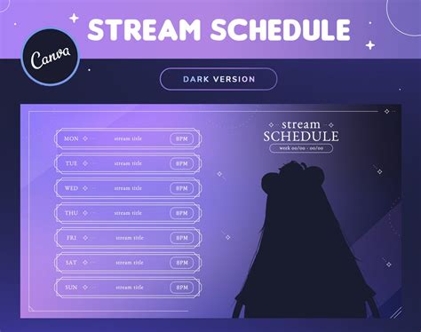 Stream Schedule Template Canva Printable