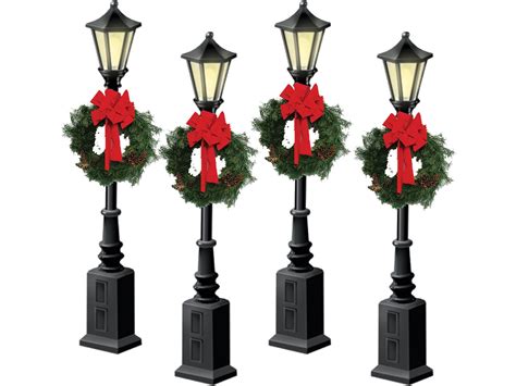 Street lamp decorated with wreath and ornaments