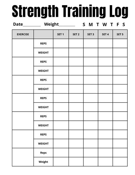 Strength Training Log Template