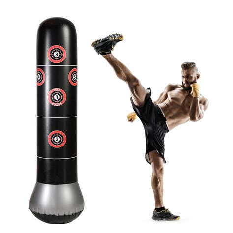 A person working out with a stress punching bag