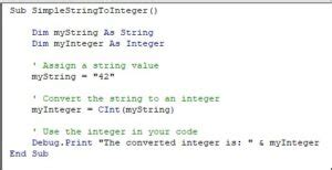 String to integer conversion VBA