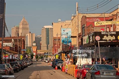 A vibrant street scene in the Strip District