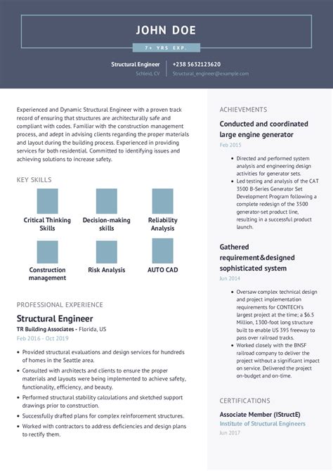 Structural Engineer Resume Example 8